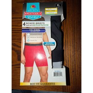 Fruit of the Loom Select Breathable Boxer Briefs 2 Pack XL BT4BB76 Black/Grey